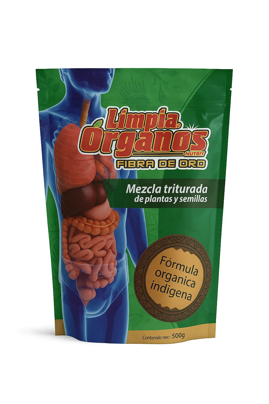 Limpia Órganos Fibra de Oro | Herbal Fiber Blend for Digestive Regularity and Internal Cleanse | 500g