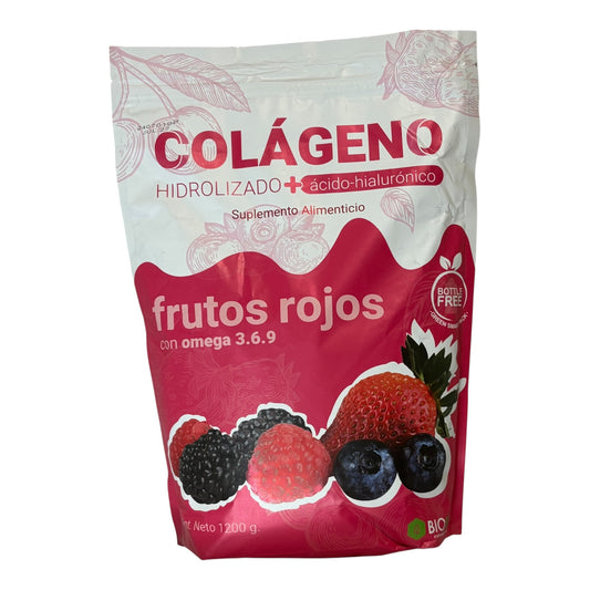 Hydrolyzed Collagen + Hyaluronic Acid with Red Berries | 1200g Supplement with Omega 3-6-9