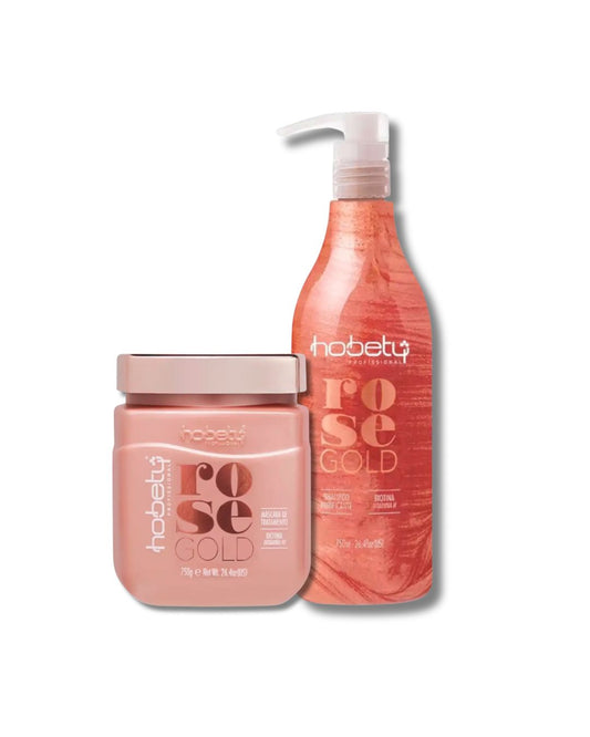 Hobety Rose Gold Strengthening & Growth Treatment Set For Brittle, Fragile Hair