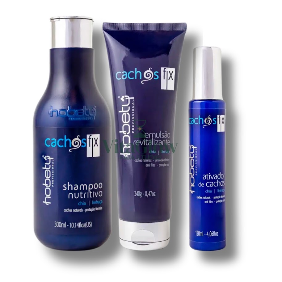 Set Profesional para Cabello Rizado – Hobety Cachos Fix (Shampoo + Emulsión + Activador de Rizos)